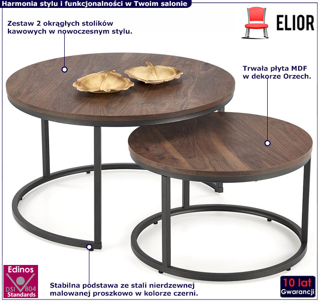 komplet stolików kawowych orzech Zerti