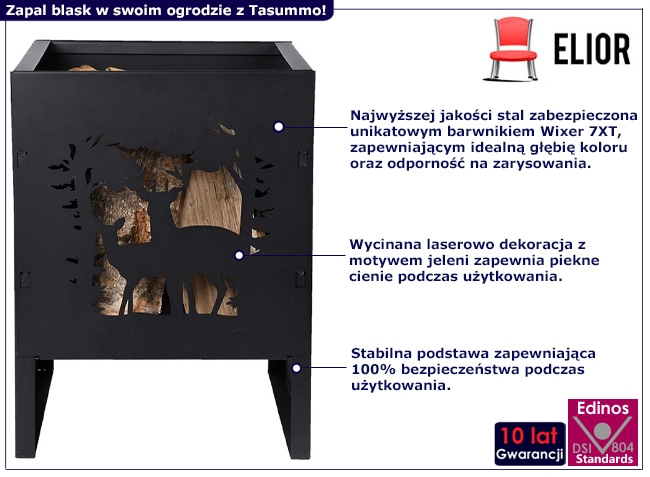 Kwadratowe palenisko ogrodowe Tesa