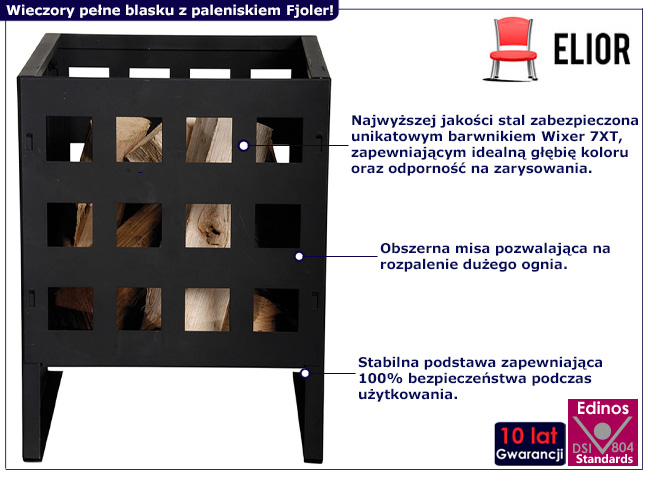 Kwadratowe palenisko ogrodowe Fjoler