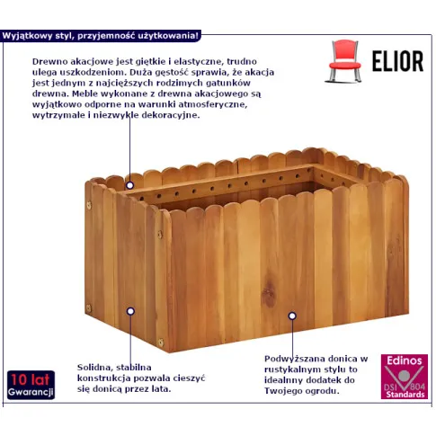 Chloris 5X donica z drewna akacjowego