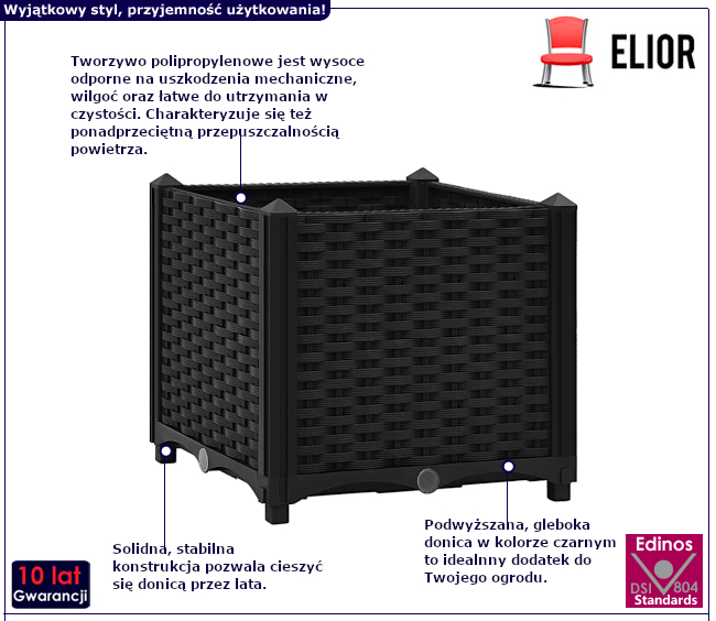 Czarna donica ogrodowa Stilm 3X