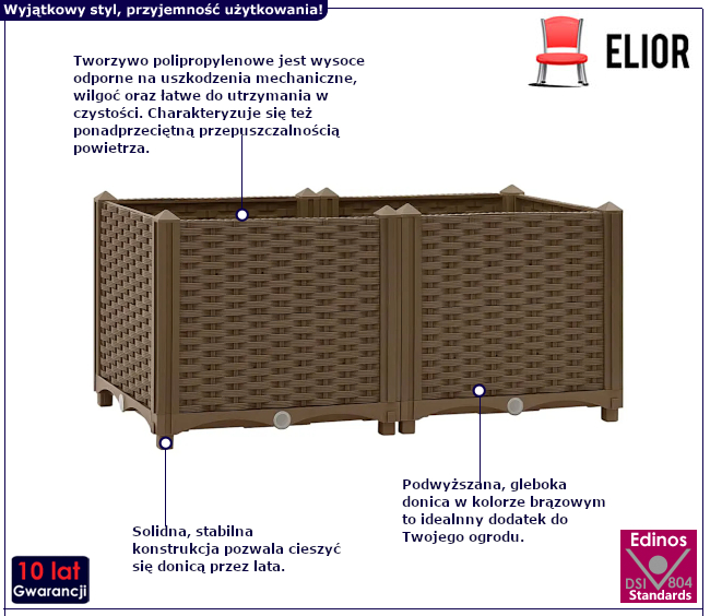 Brązowa donica ogrodowa Konwalia 4X