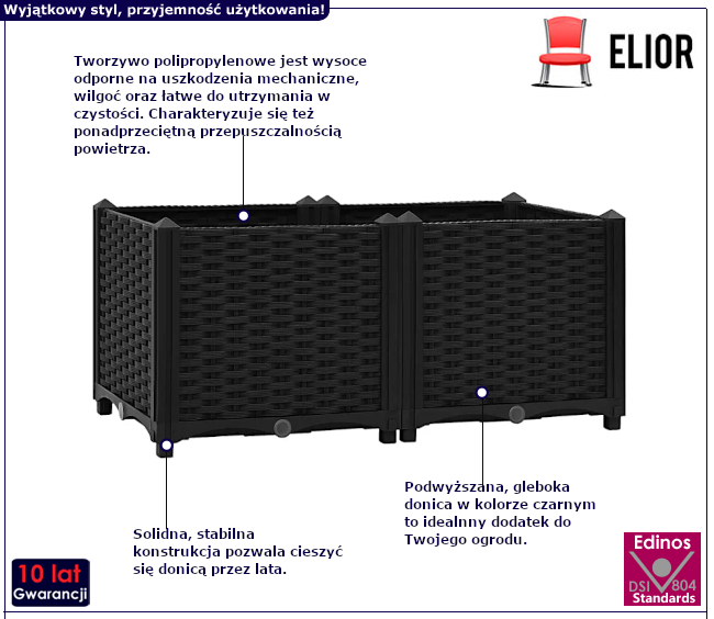 Czarna donica ogrodowa Ilopri 3X