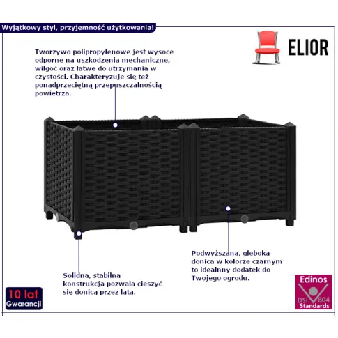 Konwalia 3X czarna donica ogrodowa