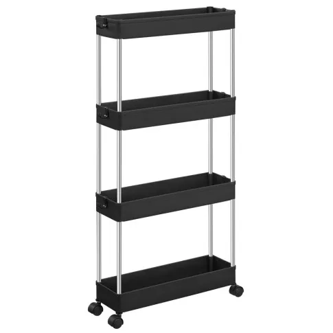 Czarny regał mobilny z 4 półkami Ivin 6X