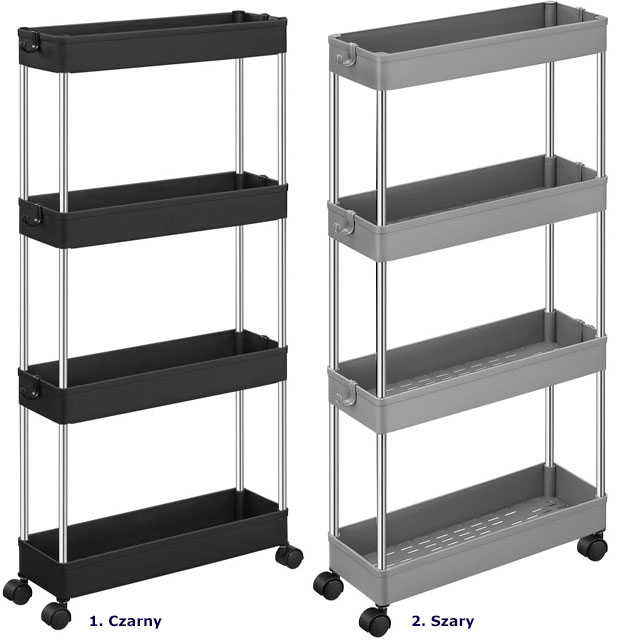Kolory wąskiego regału mobilnego z 4 półkami Zonex 6X