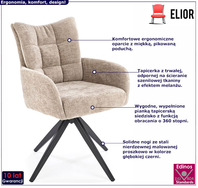 obrotowe krzesło kubełkowe beżowe Nafia