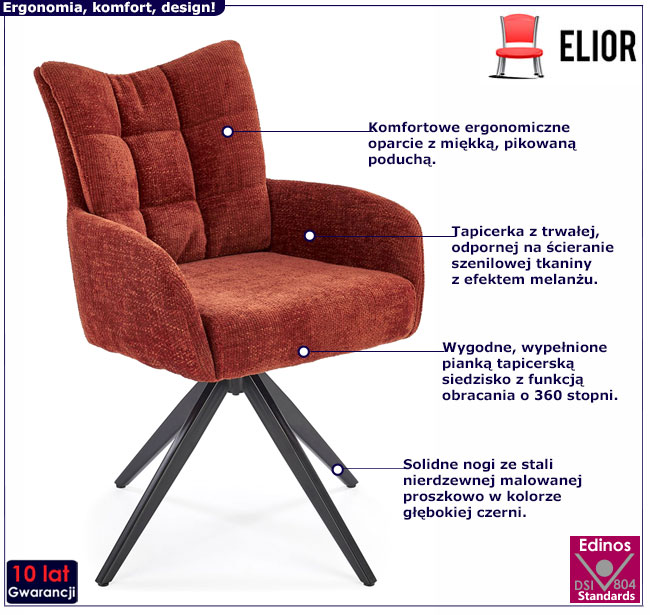 obrotowe krzesło kubełkowe cynamonowe Nafia