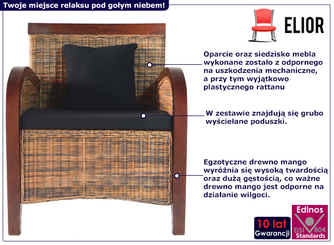 Rattanowy fotel wypoczynkowy Illeri