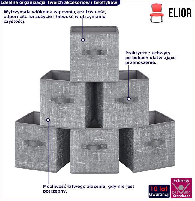 Komplet 6 składanych organizerów Esmar