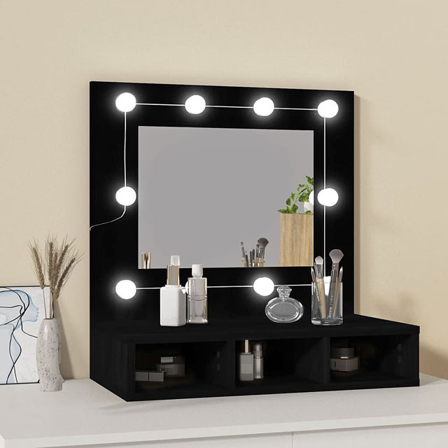 Czarna toaletka z oświetleniem LED na biurko Arvola 4X