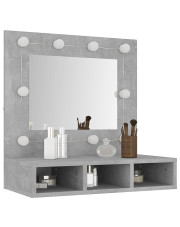 Toaletka na biurko z lustrem i oświetleniem beton - Arvola 4X w sklepie Edinos.pl