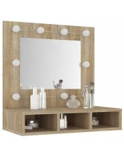 Toaletka w kolorze drewna z półkami na biurko lub ścianę dąb sonoma - Arvola 4X w sklepie Edinos.pl