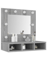 Toaletka z lustrem wisząca lub na biurko szary dąb sonoma - Arvola 4X w sklepie Edinos.pl