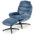 Niebieski fotel z funkcją kołyski i podnóżkiem - Perez