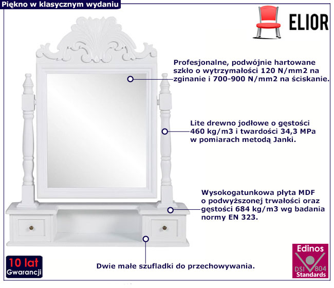 Biała klasyczna toaletka na biurko Arrao