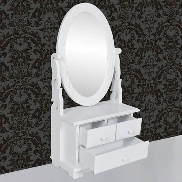 Biała toaletka z obrotowym lustrem na biurko Xava
