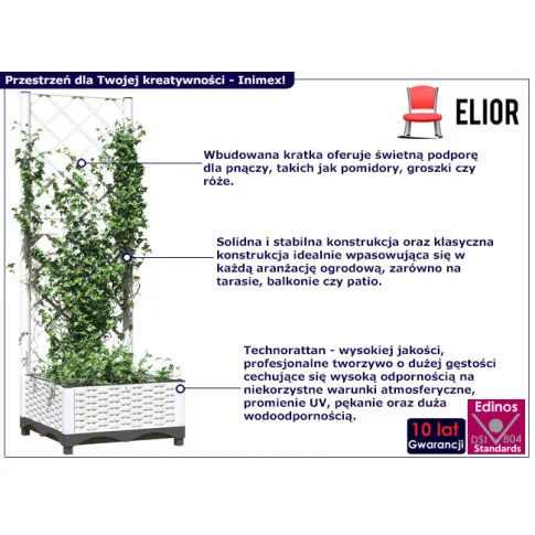 Biała donica z technorattanu Inimex