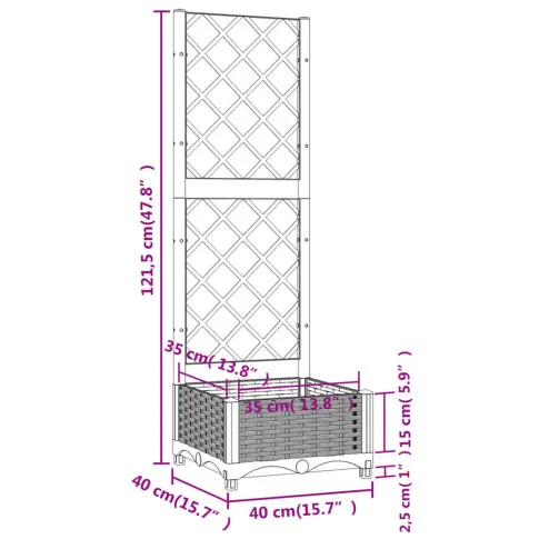 Wymiary donicy ogrodowej Inimex
