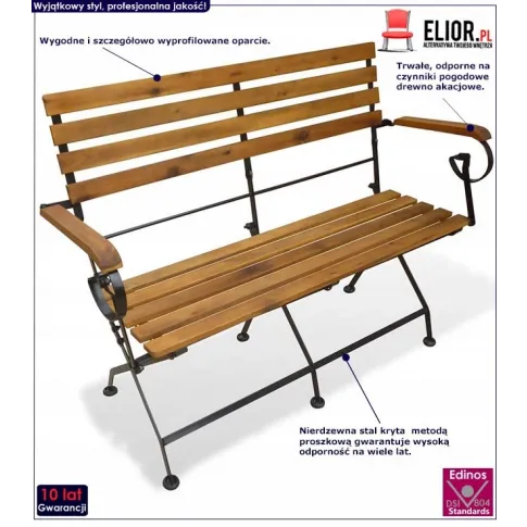 Szczegółowe zdjęcie nr 5 produktu Drewniana ławka ogrodowa Basilix - brązowa