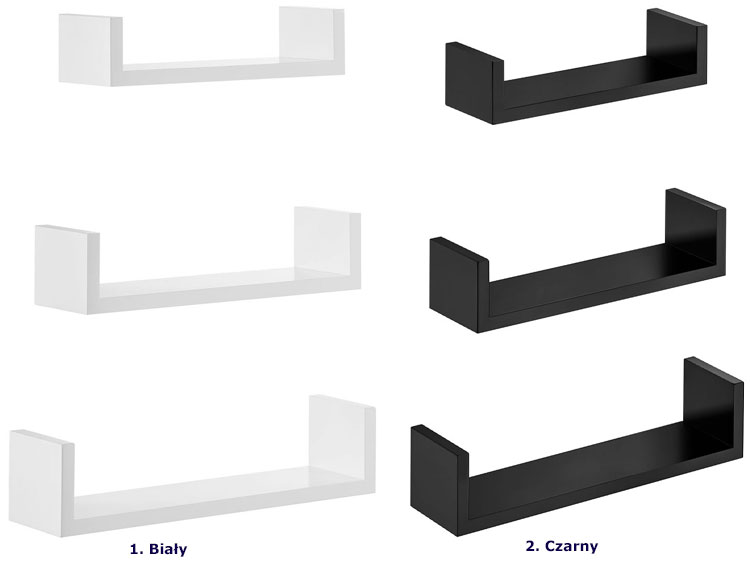 Wersje kolorystyczne kompletu 3 półek Asoka