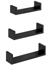 Komplet 3 czarnych półek wiszących minimalistycznych - Asoka
