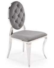 Krzesło medalion w stylu glamour popielaty + srebrny - Ermano w sklepie Edinos.pl