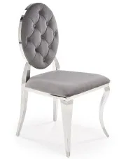 Stylowe krzesło medalion w stylu glamour popielaty + srebrny - Ermano w sklepie Edinos.pl