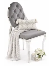 Krzesło medalion w stylu glamour popielaty + srebrny - Lummo w sklepie Edinos.pl