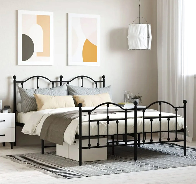 Czarne pojedyncze metalowe łóżko Azos