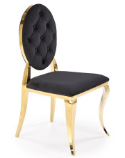 Krzesło ludwik w stylu glamour czarny + złoty - Ermano w sklepie Edinos.pl