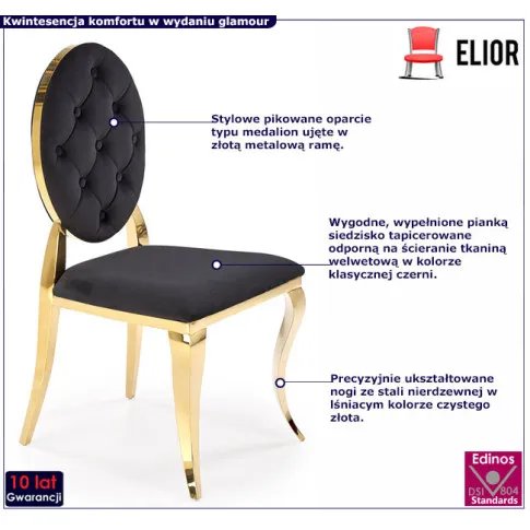 czarne krzesło glamour Ermano