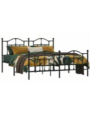 Czarne metalowe łóżko małżeńskie 160x200cm - Azos w sklepie Edinos.pl