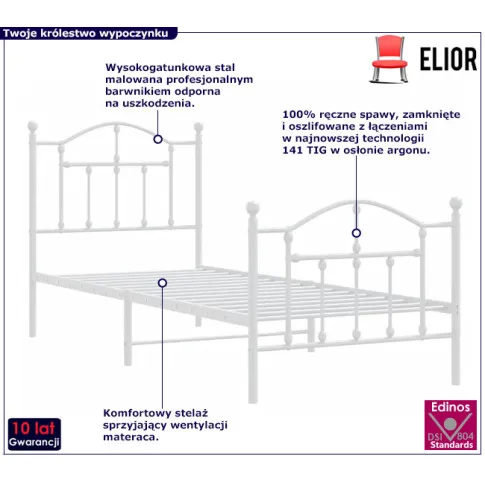 Industrialne białe łóżko Wroxo