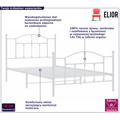 Białe metalowe lozko Wroxo