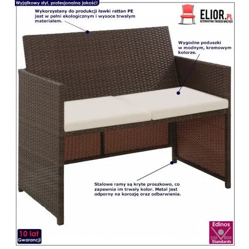 Zdjęcie Ławka ogrodowa Giaros brązowa | Edinos.pl