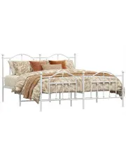 Białe metalowe łóżko małżeńskie 160x200 cm - Azos w sklepie Edinos.pl