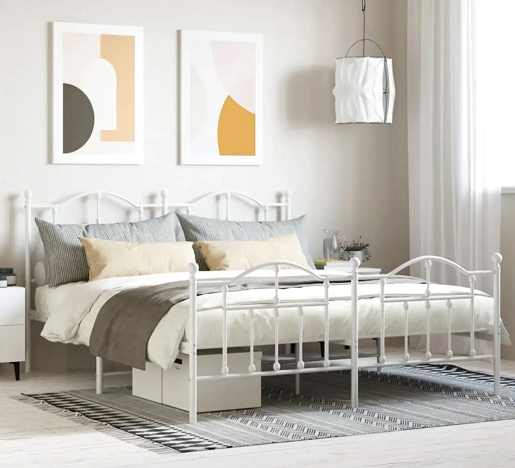 Białe pojedyncze metalowe łóżko Wroxo