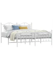 Białe metalowe łóżko loftowe 180x200 cm - Azos w sklepie Edinos.pl