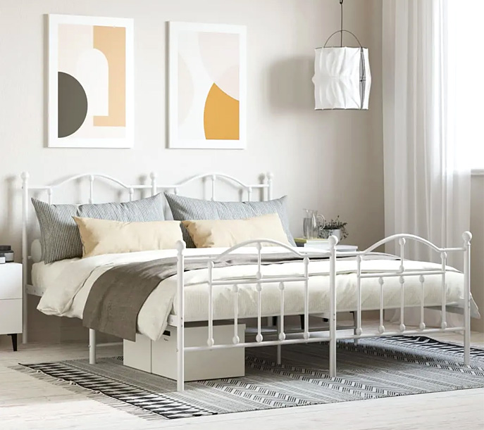 Białe pojedyncze metalowe łóżko Azos