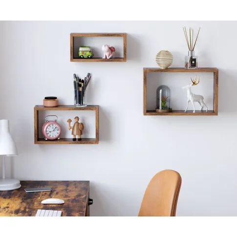 Wnętrze z wykorzystaniem kompletu 3 półek ściennych Lobiro