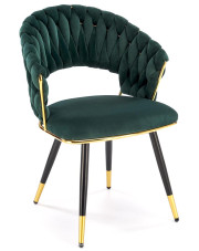 Krzesło tapicerowane w stylu glamour zielony + złoty - Braga