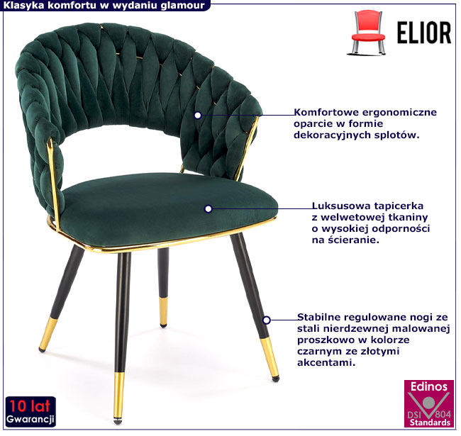 zielono-złote krzesło glamour Braga