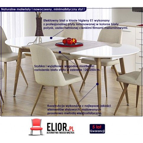 Zdjęcie rozkładany stół Ebis biały połysk - sklep Edinos.pl