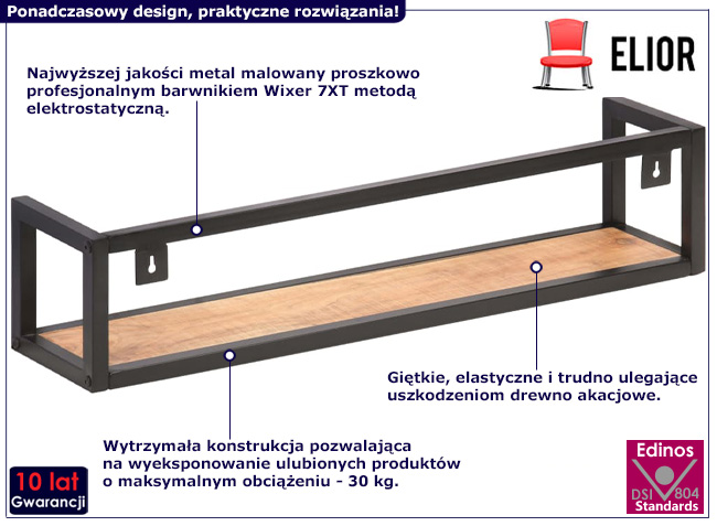 Industrialny zestaw 2 półek ściennych Fattuto