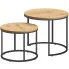 Komplet 2 okrągłych dębowych stolików kawowych Gianis 3X 