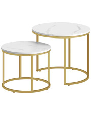 Zestaw 2 marmurowych stolików kawowych w stylu glamour - Gianis 4X