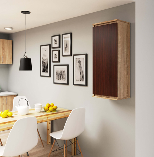 Wizualizacja wiszącej szafki Asteria dąb sonoma+wenge