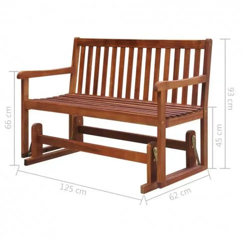 Szczegółowe zdjęcie nr 4 produktu Drewniana ławka ogrodowa z huśtawką Leos - brązowa