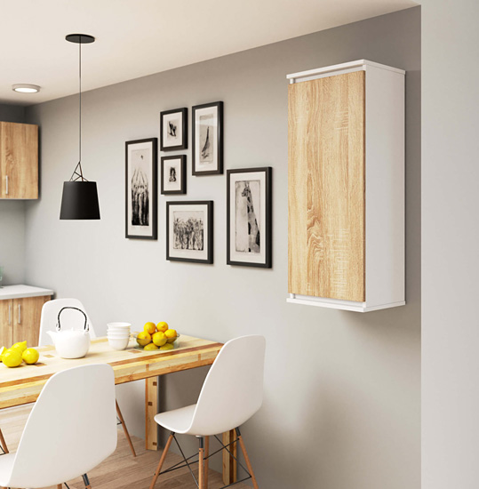 Wizualizacja wiszącej szafki Asteria biały+dąb sonoma